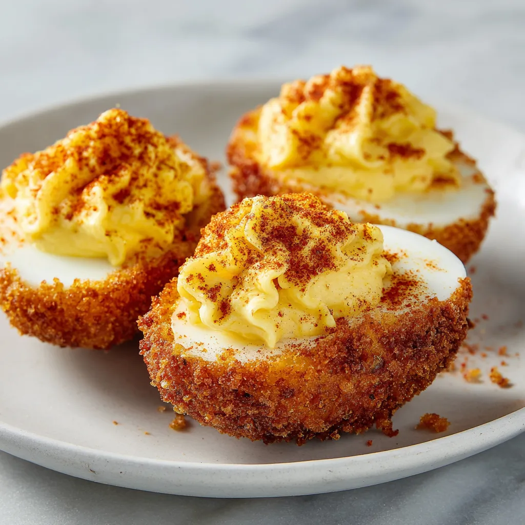 Crispy Golden Fried Deviled Eggs with Creamy Tangy Filling - Ultimate Party Appetizer - secondary view
